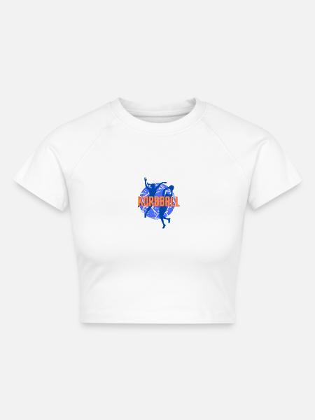 Korbball blaues Logo - Cropped Frauen Organic T-Shirt - Weiß
