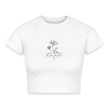 Let Your Vibe Bloom - Cropped Frauen Organic T-Shirt - Weiß - Vorne - AI Model Female 172 dark (172cm)