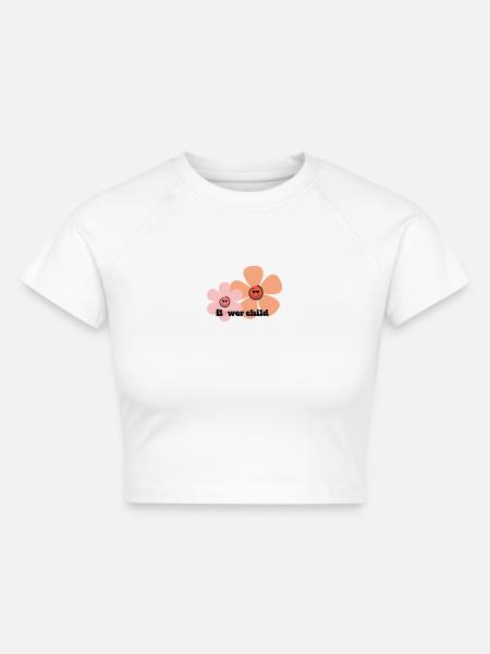 flower child - Cropped Frauen Organic T-Shirt - Weiß