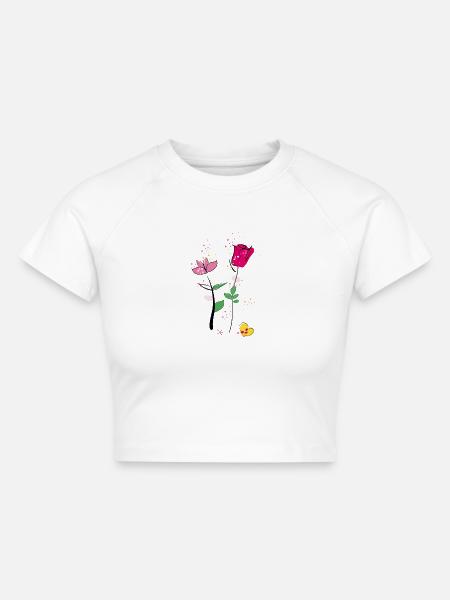 Blumenstrauß, Flowers - Cropped Frauen Organic T-Shirt - Weiß