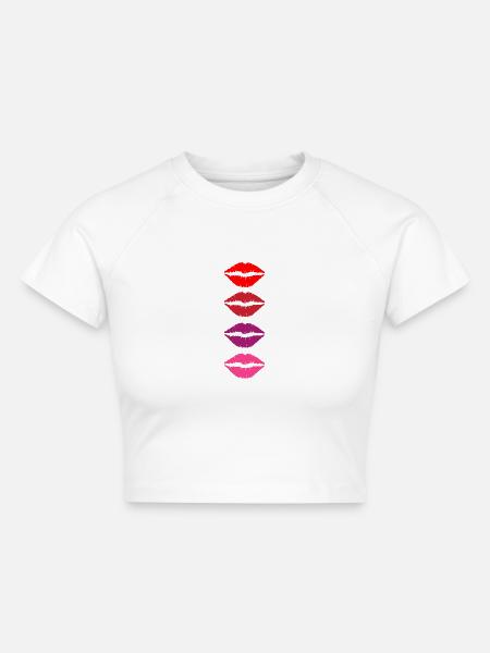 Lippenstift Kussmund - Cropped Frauen Organic T-Shirt - Weiß