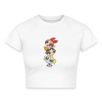 Powerpuff Girls Mädchenturm - Cropped Frauen Organic T-Shirt - Weiß - Vorne - AI Model Female 172 dark (172cm)