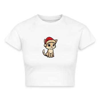 Katze Weihnachten - Cropped Frauen Organic T-Shirt - Weiß - Vorne - AI Model Female 172 dark (172cm)