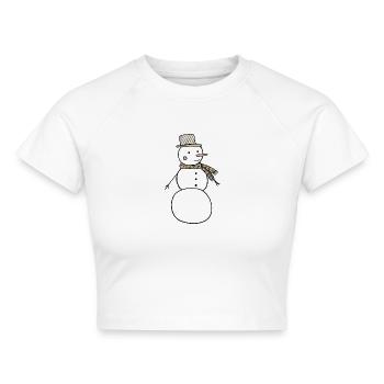 Schneemann - Cropped Frauen Organic T-Shirt - Weiß - Vorne - AI Model Female 172 dark (172cm)