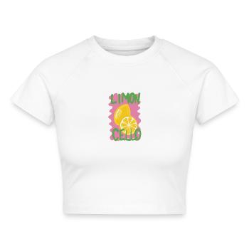 Zitronen- und Cello-Design im verspielten Stil - Cropped Frauen Organic T-Shirt - Weiß - Vorne - AI Model Female 172 dark (172cm)