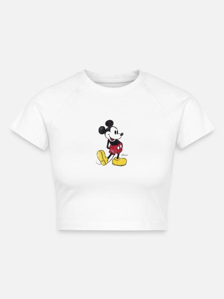 Mickey & Minnie Klassisches Mickey Motiv - Cropped Frauen Organic T-Shirt - Weiß