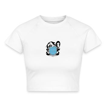 Ein bayerisches emblem mit Edelweiss - Cropped Frauen Organic T-Shirt - Weiß - Vorne - AI Model Female 172 dark (172cm)