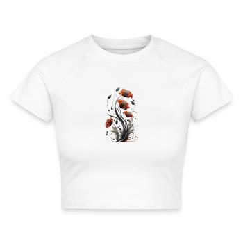 Mohnblume, Mohn, Klatschmohn, Blume, Garten, Natur - Cropped Frauen Organic T-Shirt - Weiß - Vorne - AI Model Female 172 dark (172cm)
