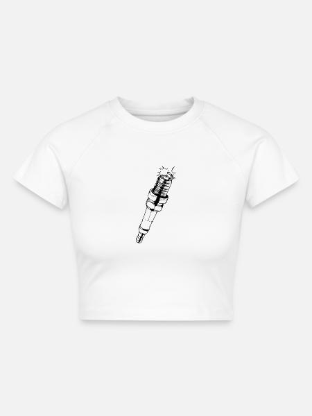 Sparkplug2 - Cropped Frauen Organic T-Shirt - Weiß