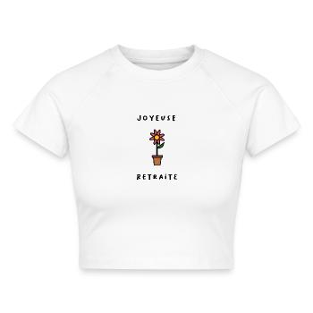 RUHESTAND. RUHESTAND. PENSIONIERT. RUHESTAND - Cropped Frauen Organic T-Shirt - Weiß - Vorne - AI Model Female 172 dark (172cm)