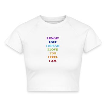 CHAKRAS - Cropped Frauen Organic T-Shirt - Weiß - Vorne - AI Model Female 172 dark (172cm)