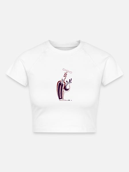 Weinrot - Cropped Frauen Organic T-Shirt - Weiß