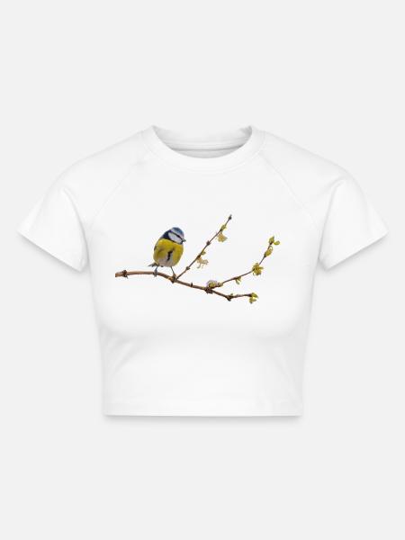 Blaumeise - Cropped Frauen Organic T-Shirt - Weiß