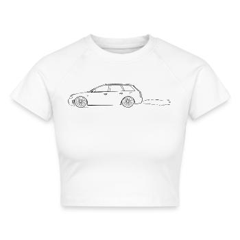 RS4 B5 - Was is'n das für'n Kombi??! - Cropped Frauen Organic T-Shirt - Weiß - Vorne - AI Model Female 172 dark (172cm)