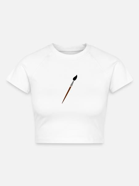 Pinsel - Cropped Frauen Organic T-Shirt - Weiß
