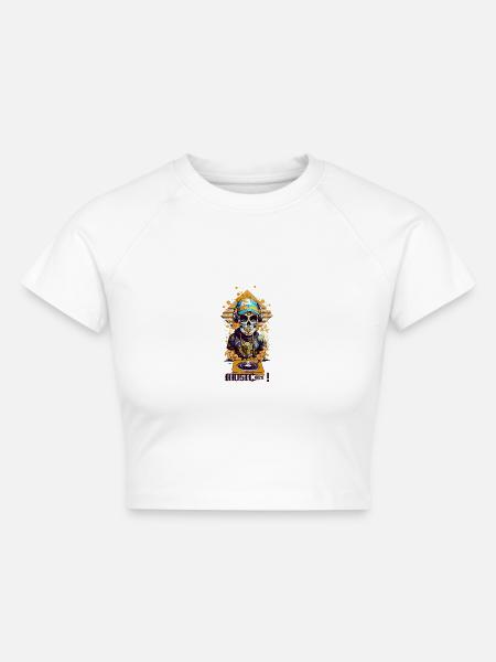 DJ Skull - Cropped Frauen Organic T-Shirt - Weiß