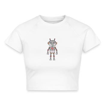 Roboter - Cropped Frauen Organic T-Shirt - Weiß - Vorne - AI Model Female 172 dark (172cm)