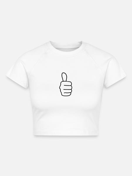 Daumen hoch - Cropped Frauen Organic T-Shirt - Weiß