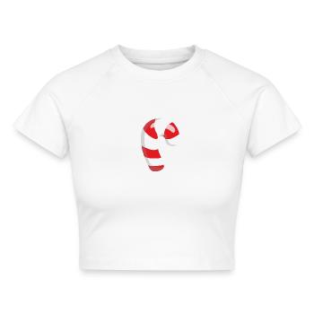 Sweet Sugar Candy Zuckerstange - Cropped Frauen Organic T-Shirt - Weiß - Vorne - AI Model Female 172 dark (172cm)