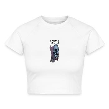 Sardische Maskenfigur - Cropped Frauen Organic T-Shirt - Weiß - Vorne - AI Model Female 172 dark (172cm)