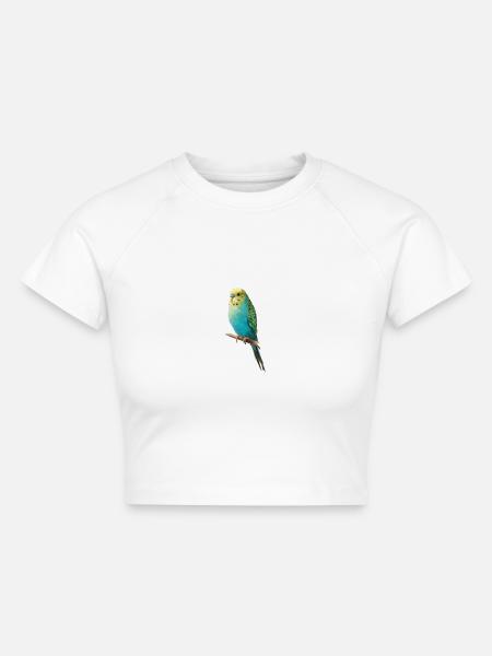 Wellensittich - Cropped Frauen Organic T-Shirt - Weiß