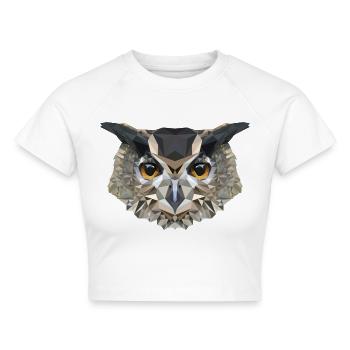 Eule Polygon Kauz - Cropped Frauen Organic T-Shirt - Weiß - Vorne - AI Model Female 172 dark (172cm)
