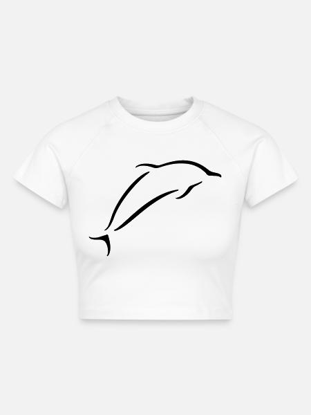 Delphin - Cropped Frauen Organic T-Shirt - Weiß