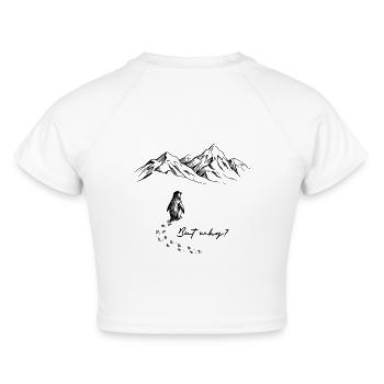 Pinguin But why Motivation Antarktis Backprint - Cropped Frauen Organic T-Shirt - Weiß - Hinten - AI Model Female 172 dark (172cm)
