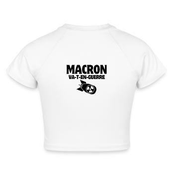 Anti-Krieg, Macron, Stoppt den Krieg - Cropped Frauen Organic T-Shirt - Weiß - Hinten - AI Model Female 172 dark (172cm)