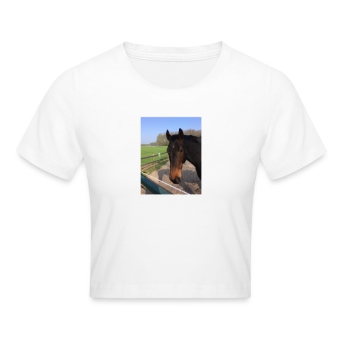 Met bruin paard bedrukt - Crop T-Shirt