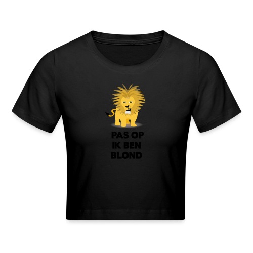Pas op ik ben blond een cartoon van blonde leeuw - Cropped T-Shirt