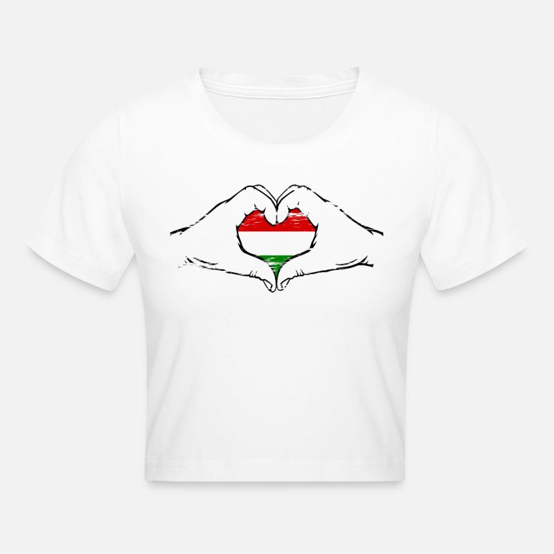 Drapeau de la Hongrie en forme de coeur utilisé - Crop top - blanc
