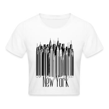 New York Code Scan Skyline nyc Trip Tourist usa l - Cropped T-Shirt - white - Front - Marisol (170cm)