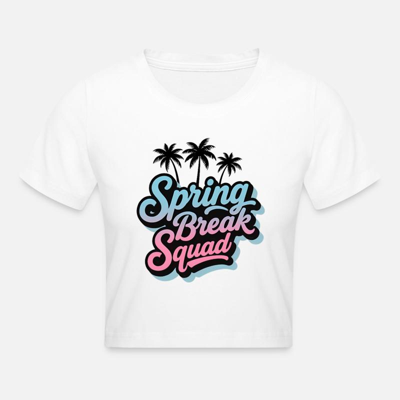 Fête de Noël Palm Trees Spring Break Squad Tropical - Crop top - blanc