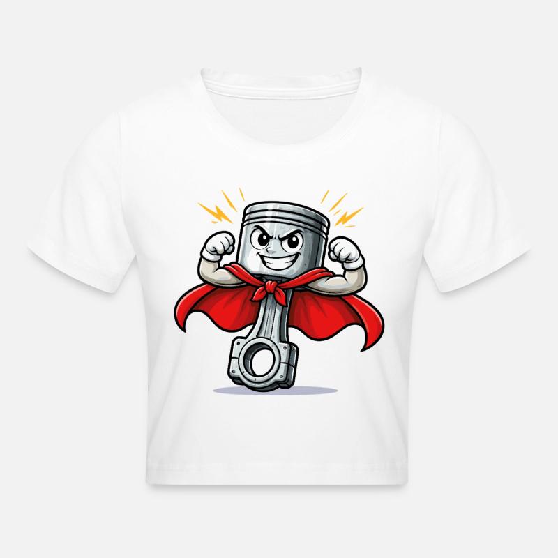 Piston super-héros de mécanicien - Crop top - blanc