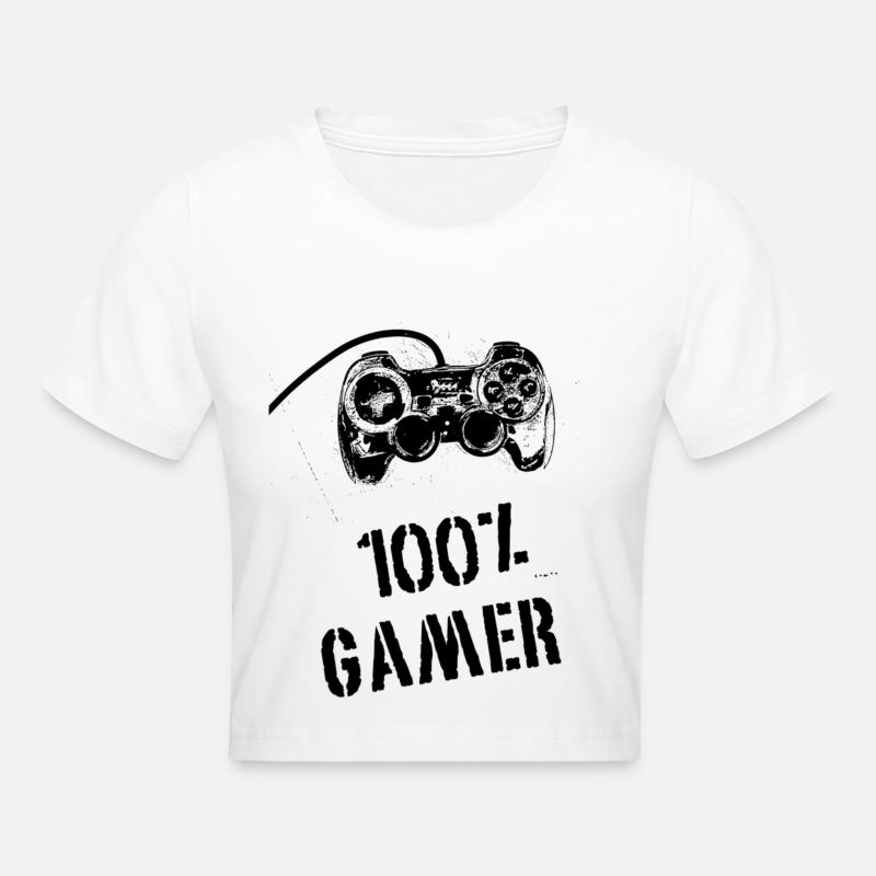100% Gamer - Crop top - blanc