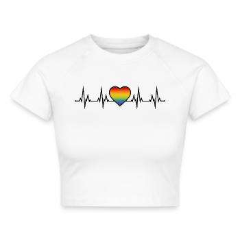 Regenbogen Herzschlag - Frauen Cropped T-Shirt - Weiß - Vorne - Marisol (170cm)