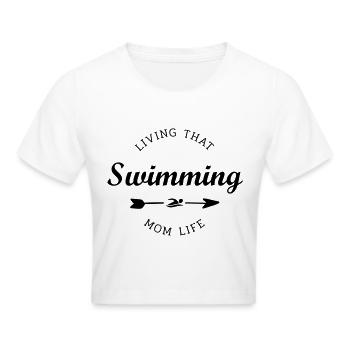swimming mom life - Cropped T-Shirt - white - Front - Marisol (170cm)
