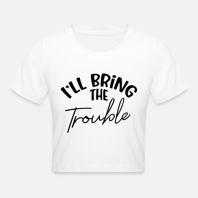 Let's Party 'til She's Married! JGA Trouble - Cropped T-Shirt - white