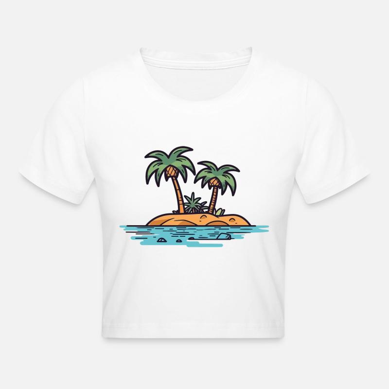 Palm Island - Cropped T-Shirt - white