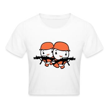 2 Ducks Soldier Army Professional Soldier Helmet Gun Races - Cropped T-Shirt - white - Front - Marisol (170cm)