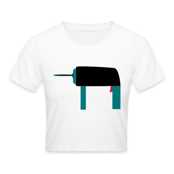 Bohrer Werkzeug Geschenkidee Handwerker Hobby - Frauen Cropped T-Shirt - Weiß - Vorne - Marisol (170cm)