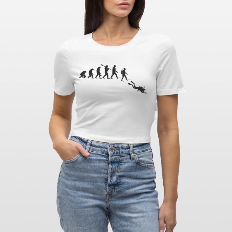 Diving Evolution Retro Gift For Diver Cropped T-Shirt