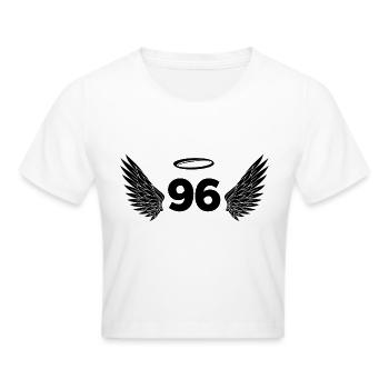 Nummer 96 Engel - Flügel zum 96. Geburtstag - Frauen Cropped T-Shirt - Weiß - Vorne - Marisol (170cm)
