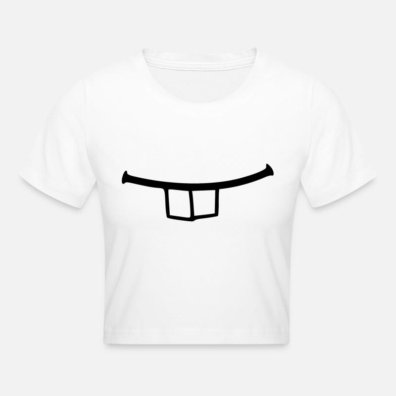 Bouche avec des dents de lapin. Mignon - Crop top - blanc