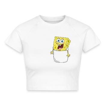 SpongeBob SquarePants Pocket SpongeBob - Cropped T-Shirt - white - Front - Marisol (170cm)