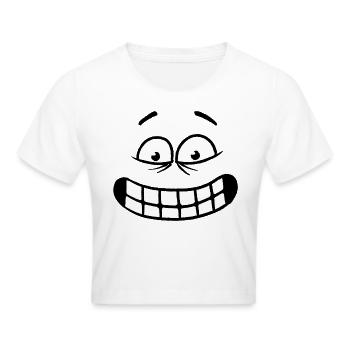 Lustiges Cartoon-Gesicht Unschuldig - Frauen Cropped T-Shirt - Weiß - Vorne - Marisol (170cm)
