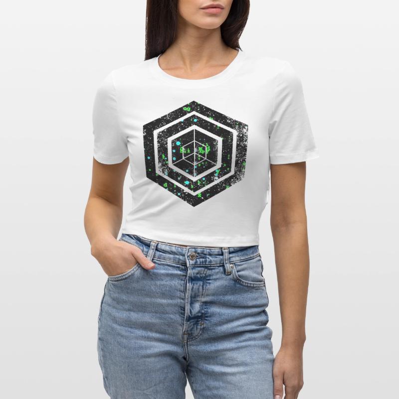 Codage géométrique du programmeur de programmation hexagonale Crop top