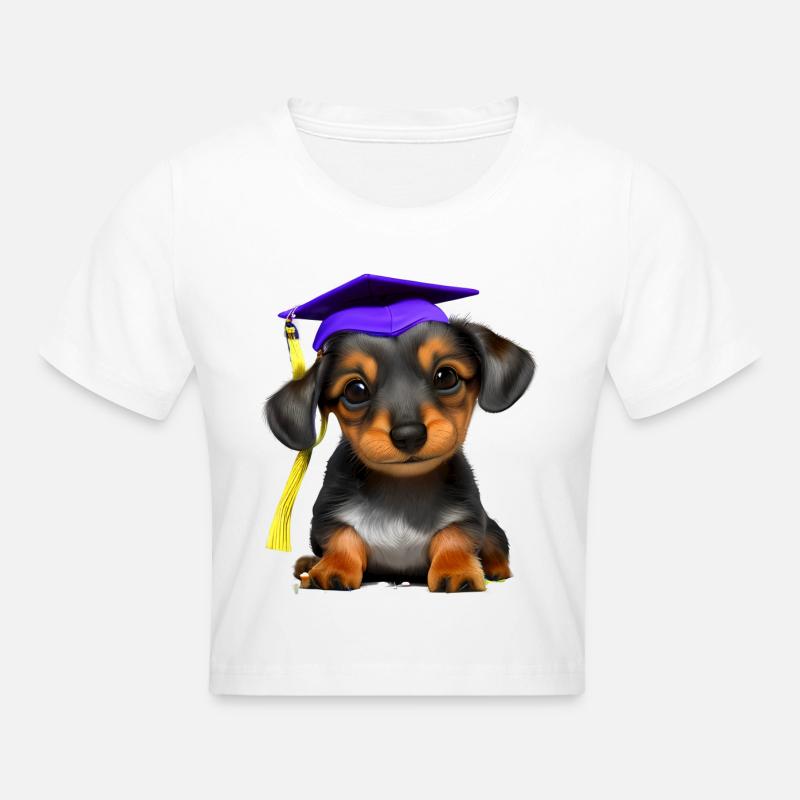 Bachelor Dachshund Study Dogs School Leaving Certificate - Crop top - blanc