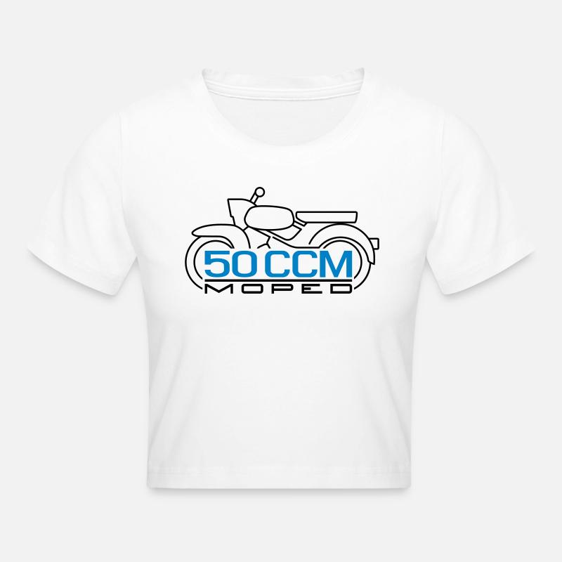 50cc Moped Sparrowhawk Hawk Emblem v.2 - Cropped T-Shirt - white